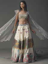 Ivory Floral Handpainted Lehnga Set