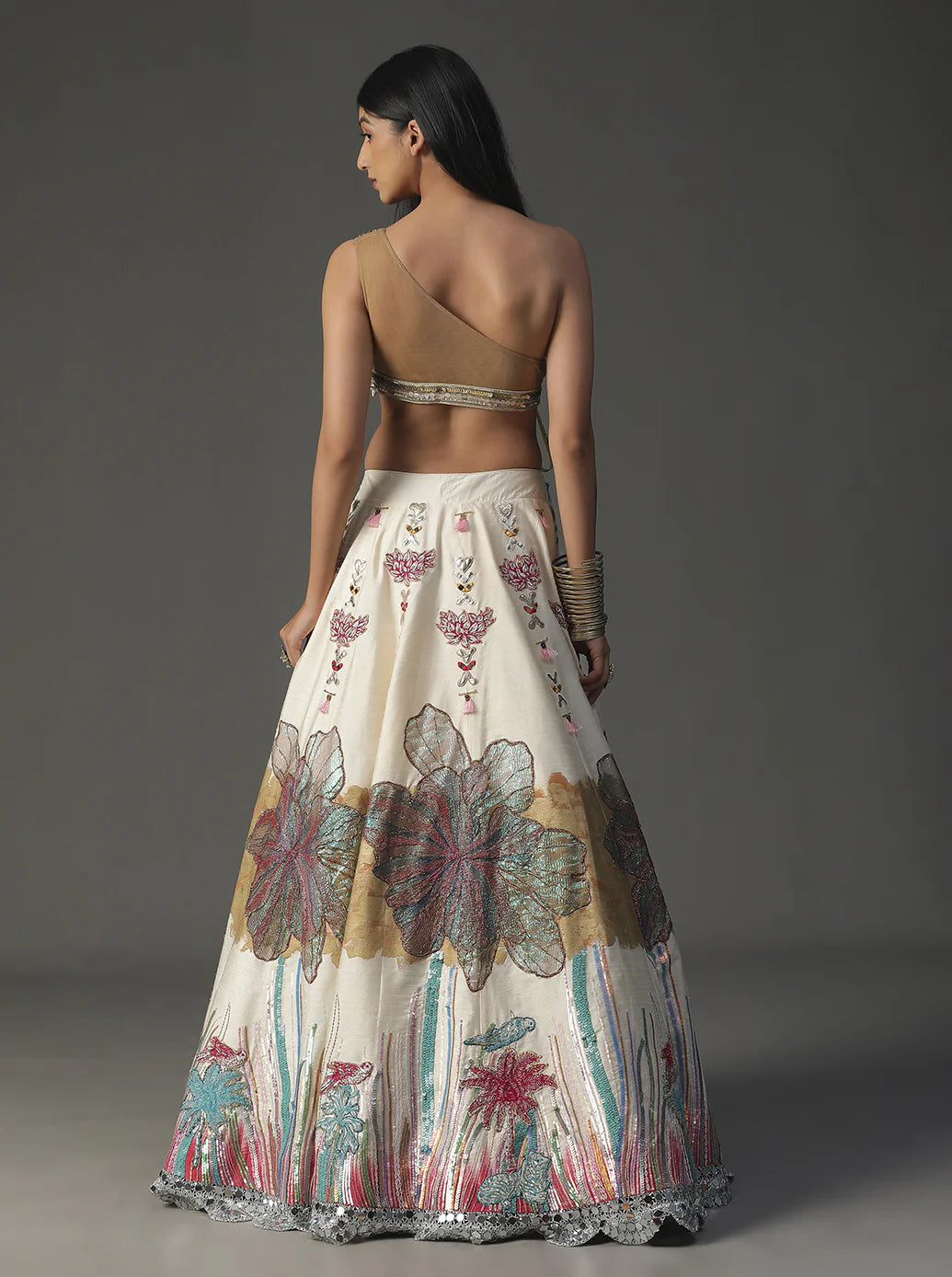 Ivory Floral Handpainted Lehnga Set