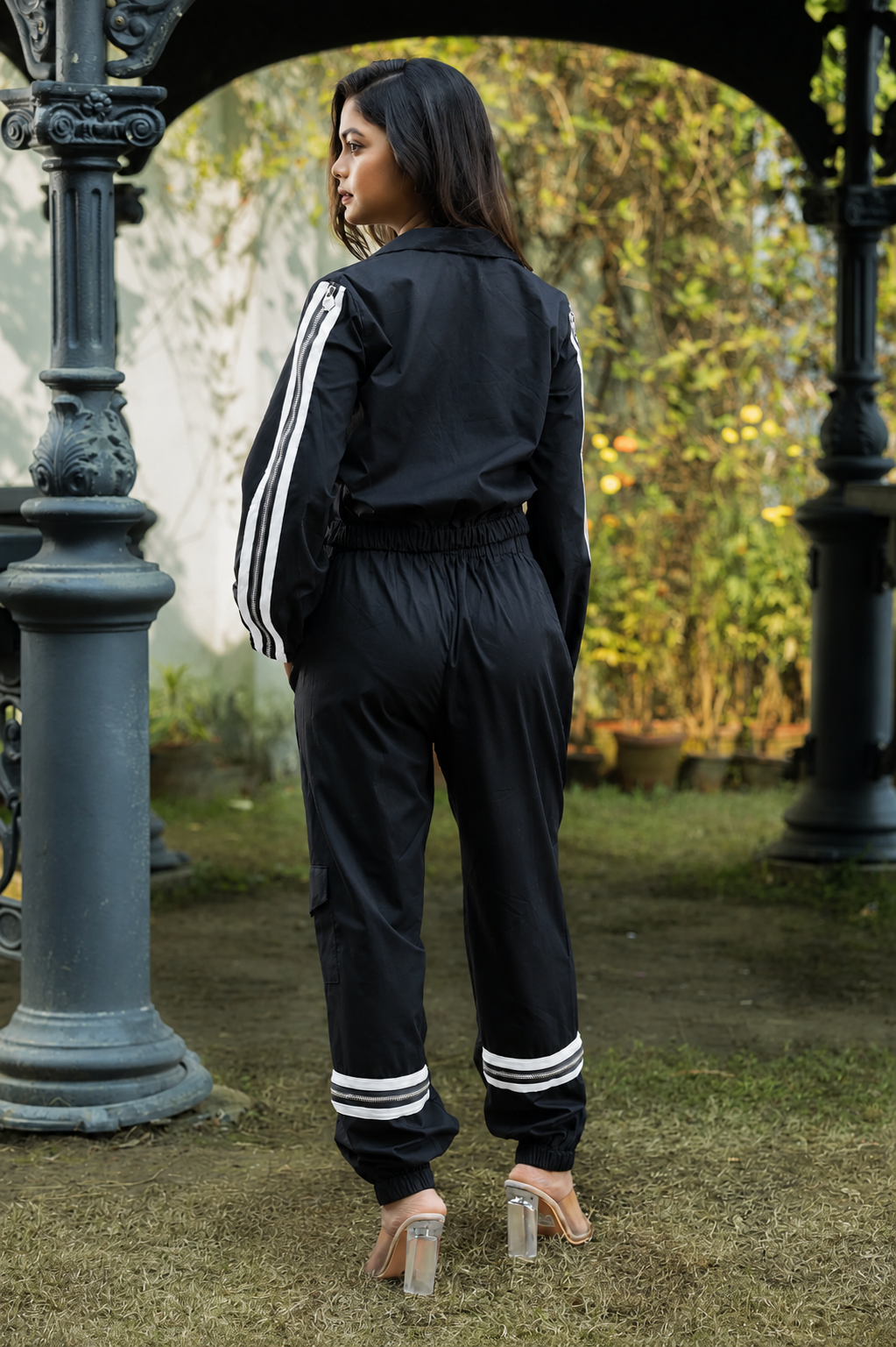 Black Co-Ord Set with White Piping