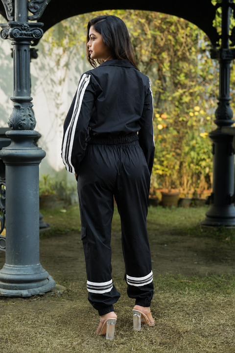 Black Co-Ord Set with White Piping