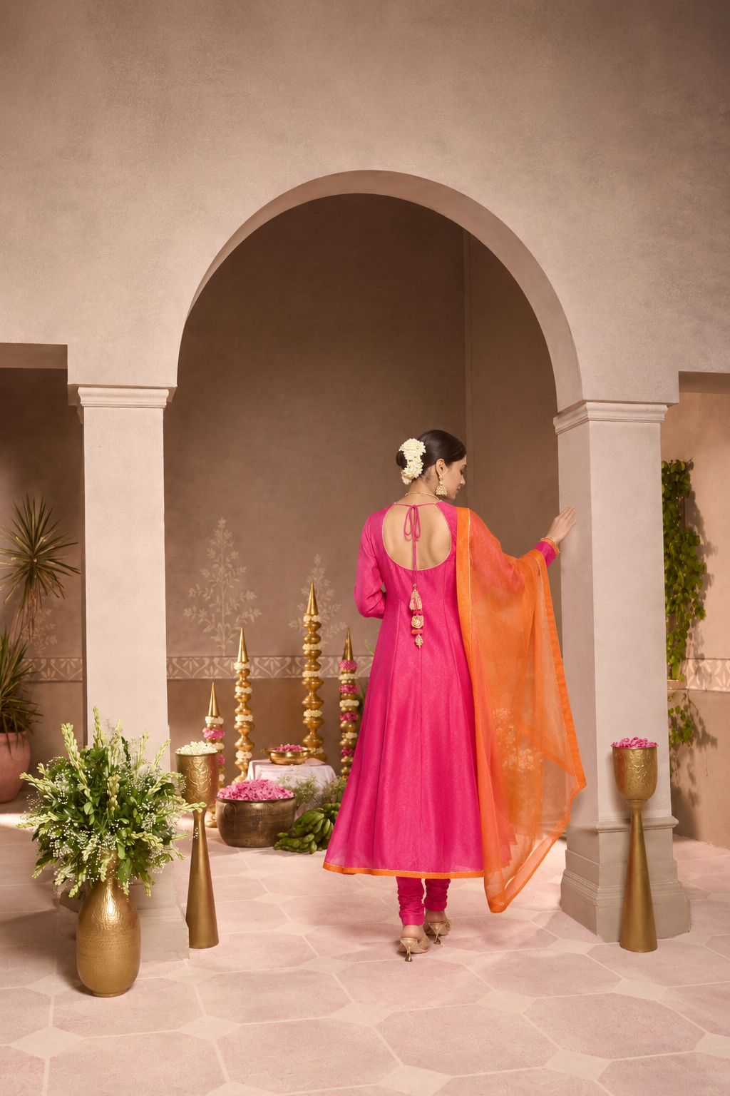 Pink Anarkali 3-Piece Set