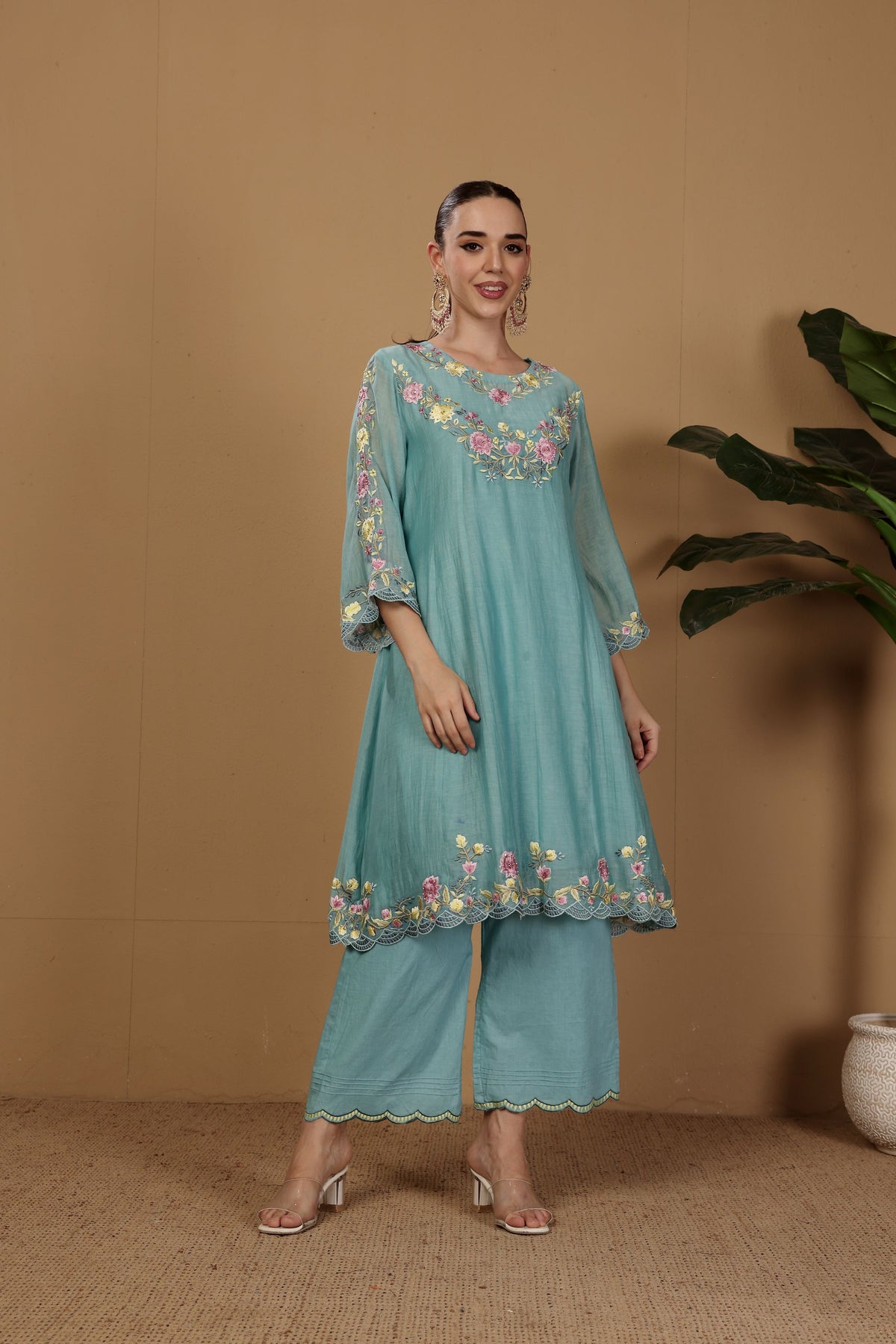 Mogra- Blue Embroidered Suit