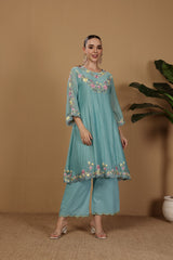 Mogra- Blue Embroidered Suit