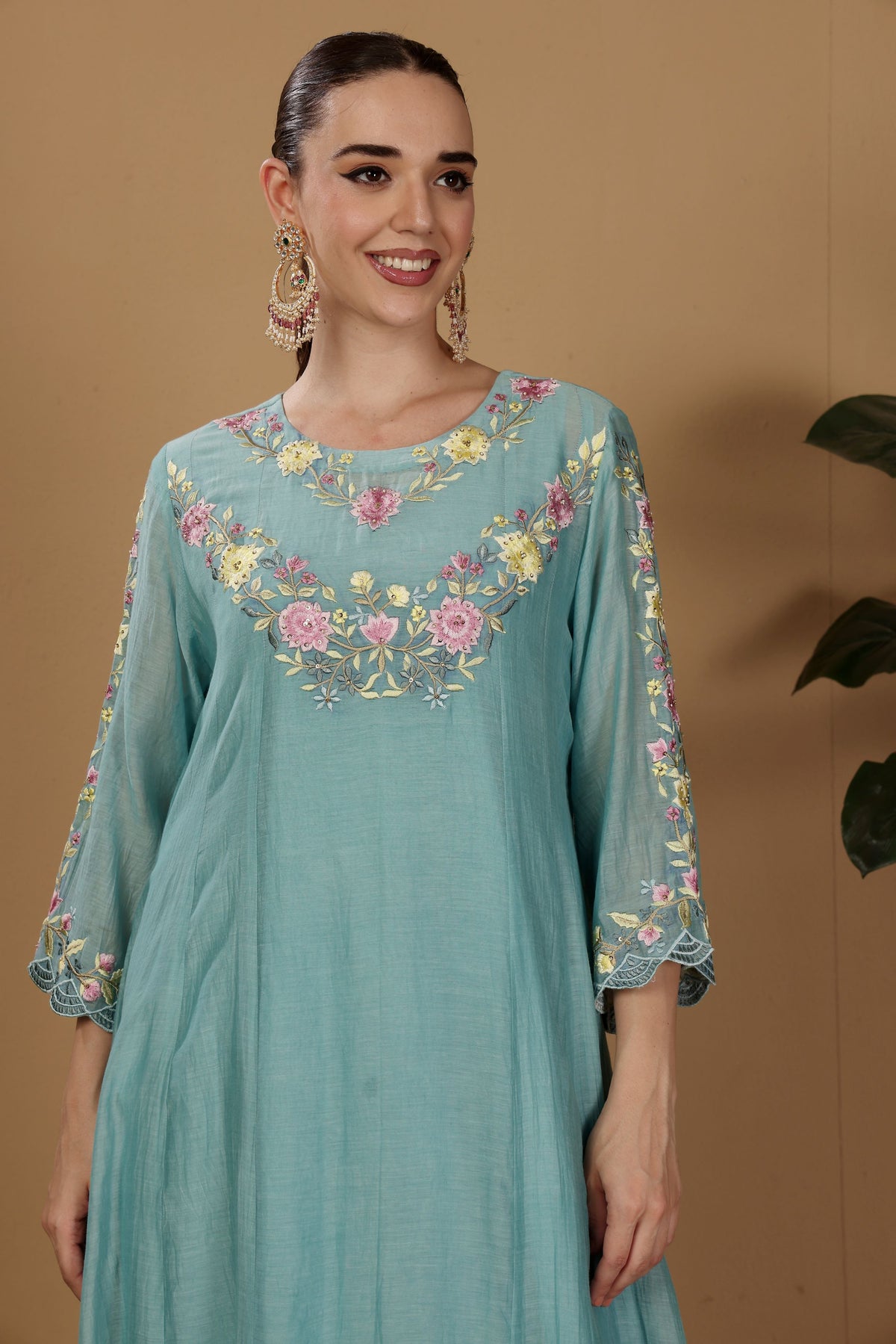 Mogra- Blue Embroidered Suit