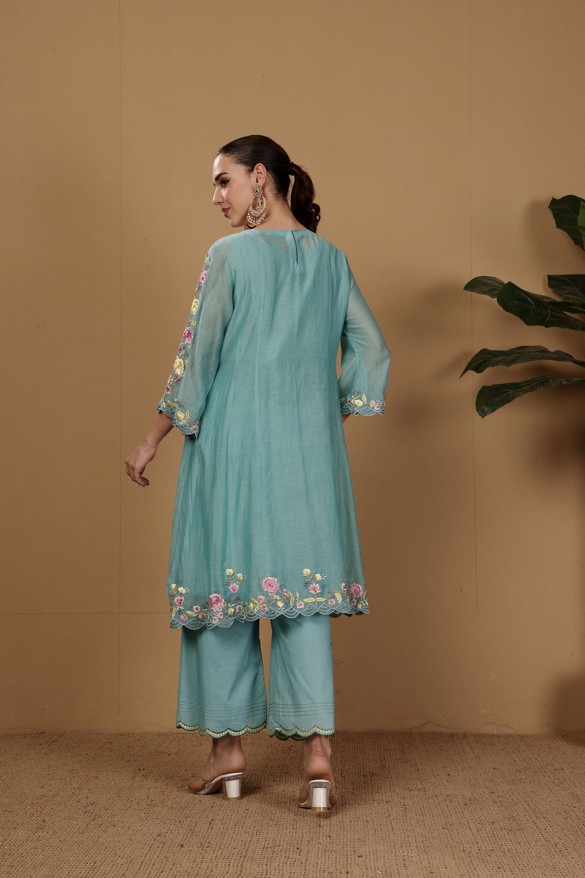 Mogra- Blue Embroidered Suit