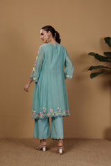 Mogra- Blue Embroidered Suit