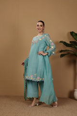 Mogra- Blue Embroidered Suit