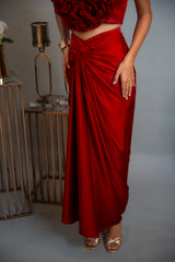 Roseate Twisted Draped Skirt Set