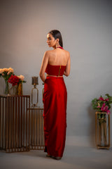 Roseate Twisted Draped Skirt Set