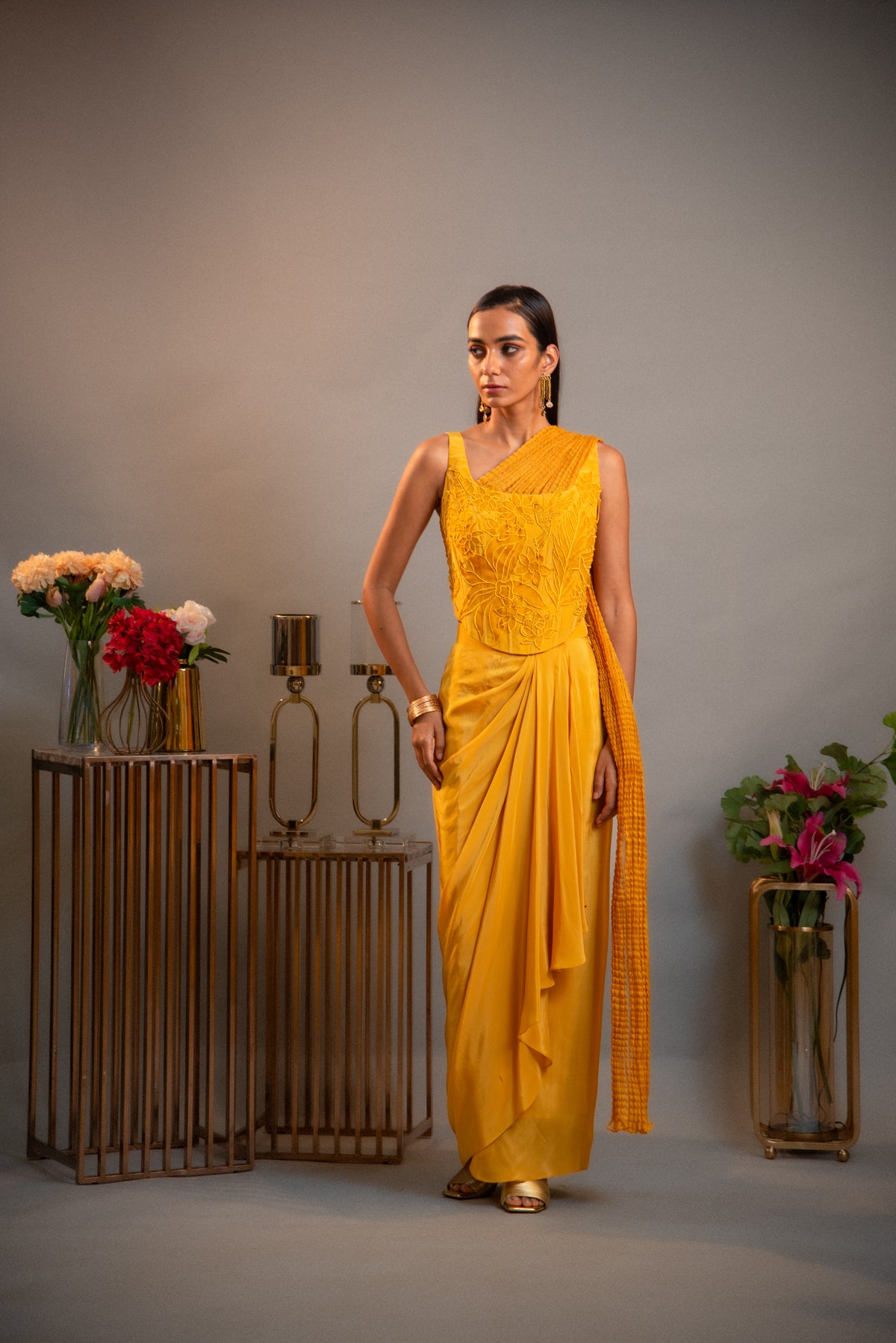 Sol – Applique Corset Drape Skirt Set
