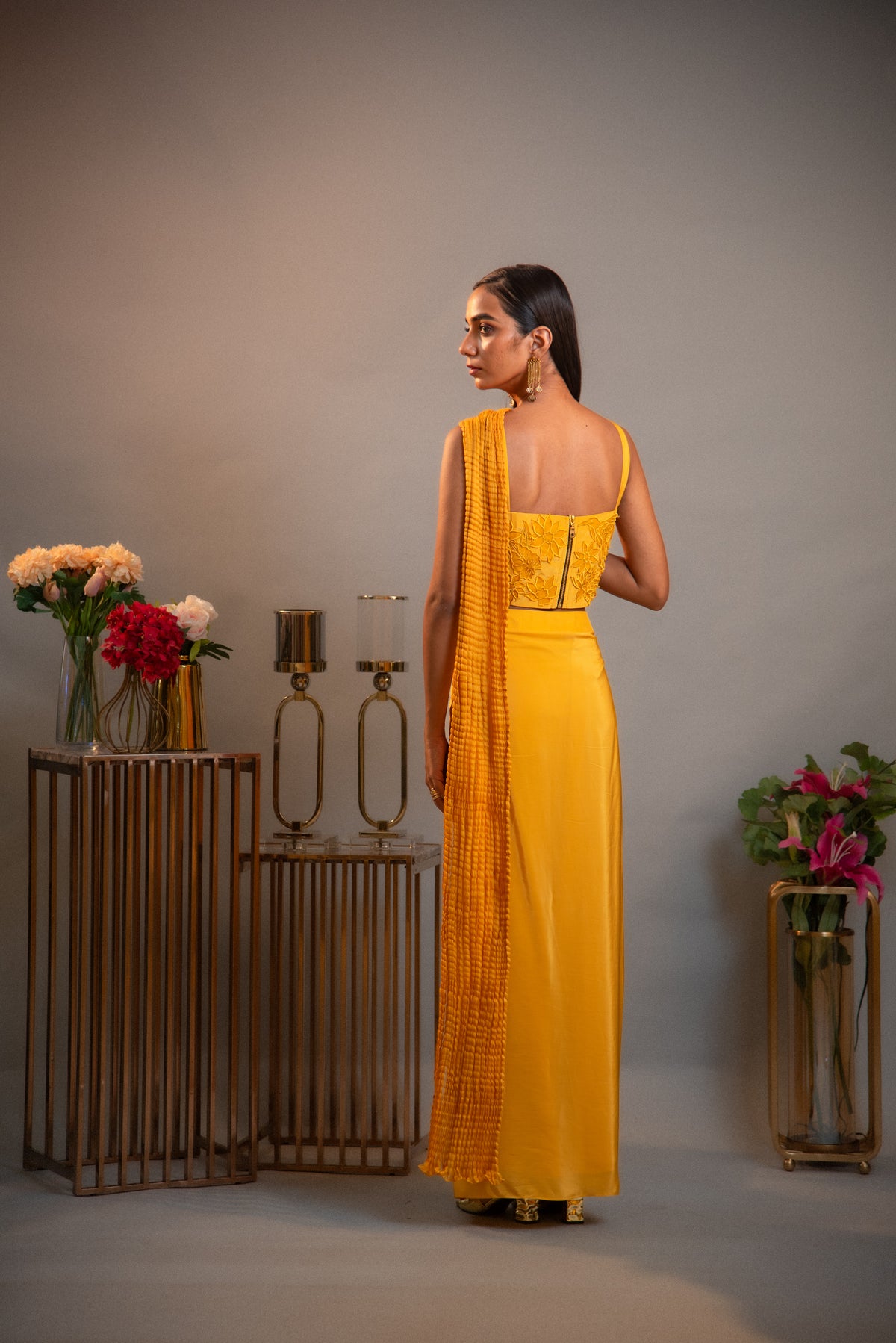 Sol – Applique Corset Drape Skirt Set