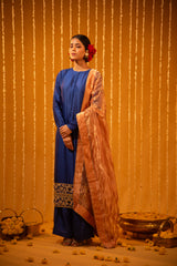 Blue Silk Straight Kurta Set