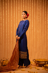 Blue Silk Straight Kurta Set