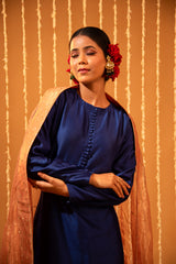 Blue Silk Straight Kurta Set