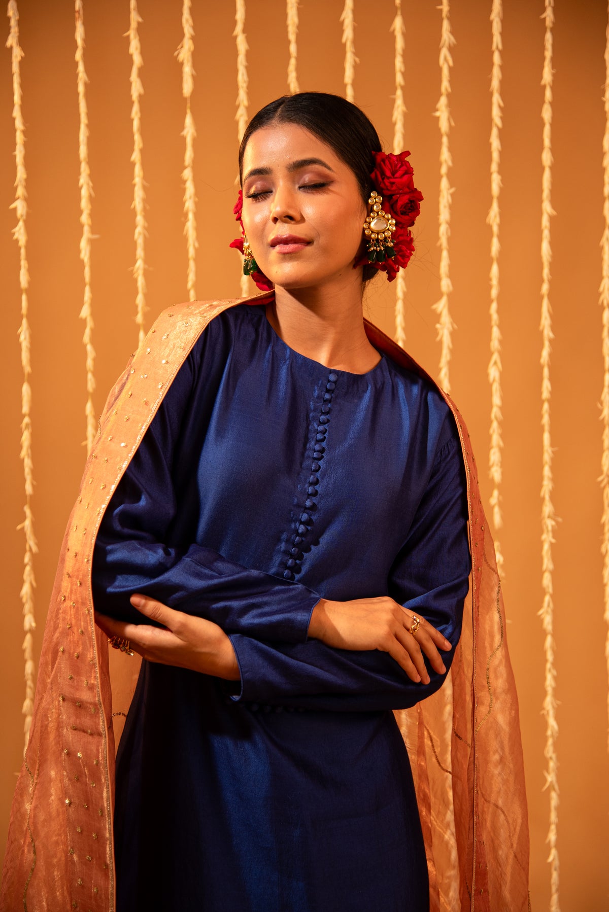 Blue Silk Straight Kurta Set
