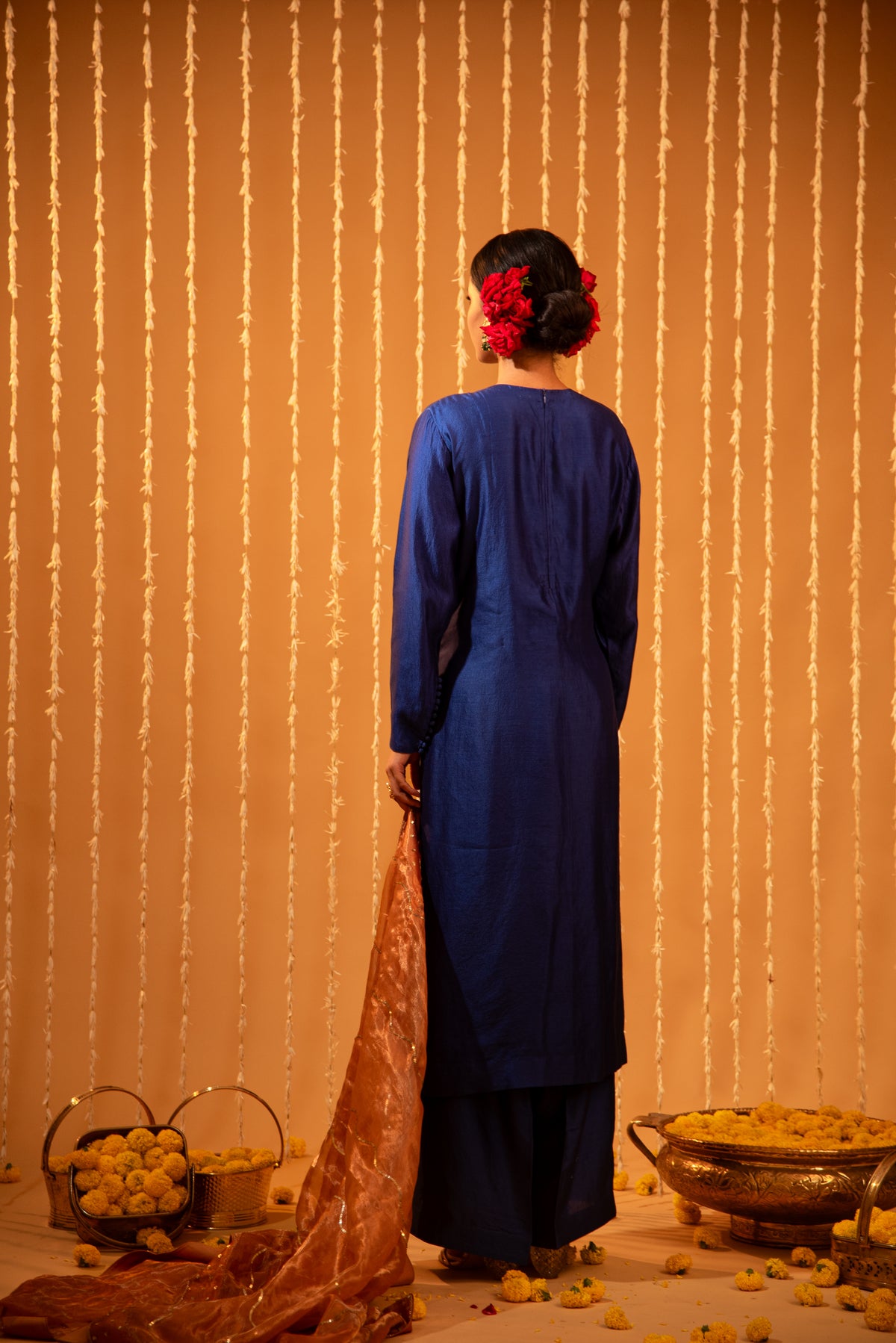 Blue Silk Straight Kurta Set