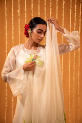 Organza Tropical Hand-Painted Embroidered Kurta Set