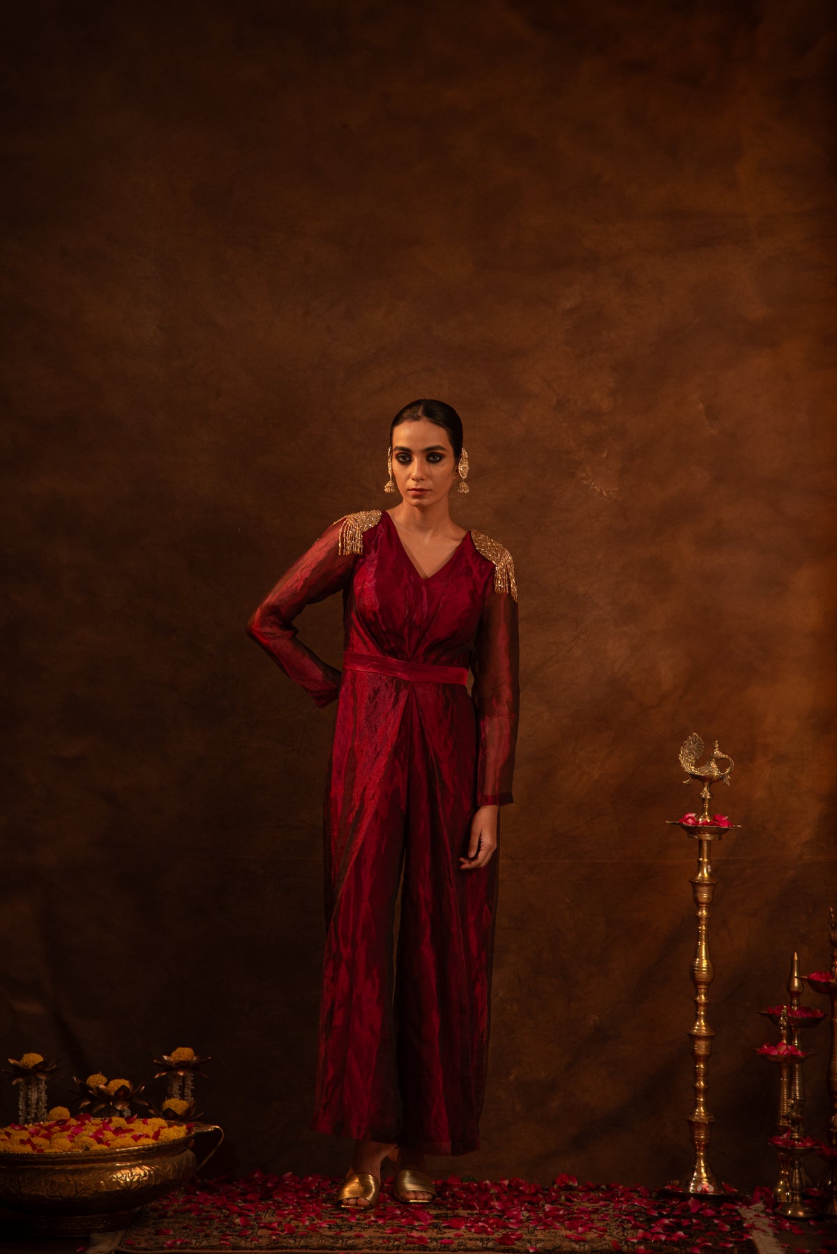 Organza Tropical Hand-Painted Embroidered Kurta Set