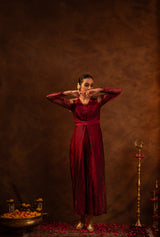 Organza Tropical Hand-Painted Embroidered Kurta Set