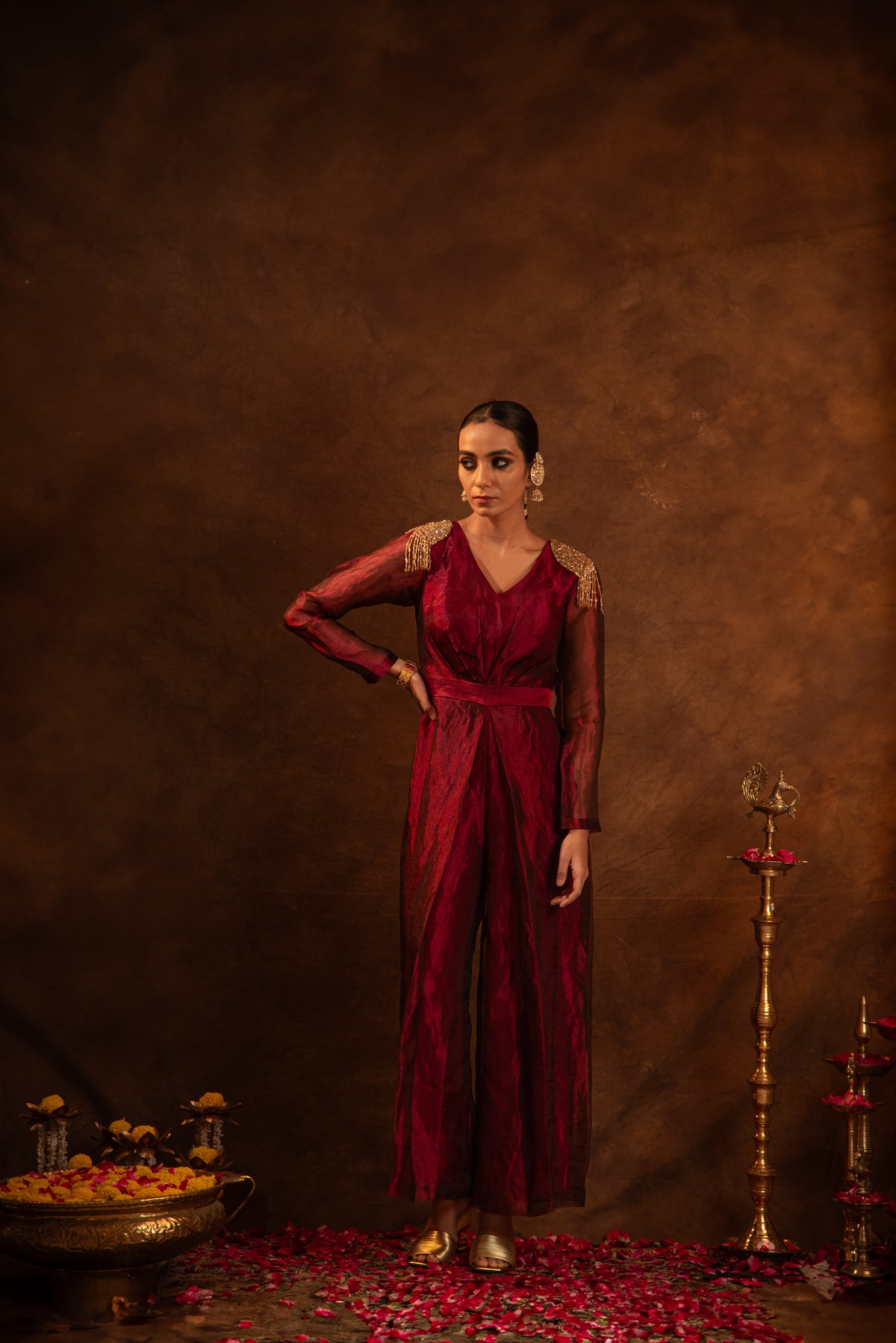 Organza Tropical Hand-Painted Embroidered Kurta Set