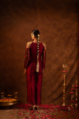 Organza Tropical Hand-Painted Embroidered Kurta Set