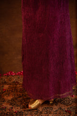 Purple Tissue Swan Embroidered Dress