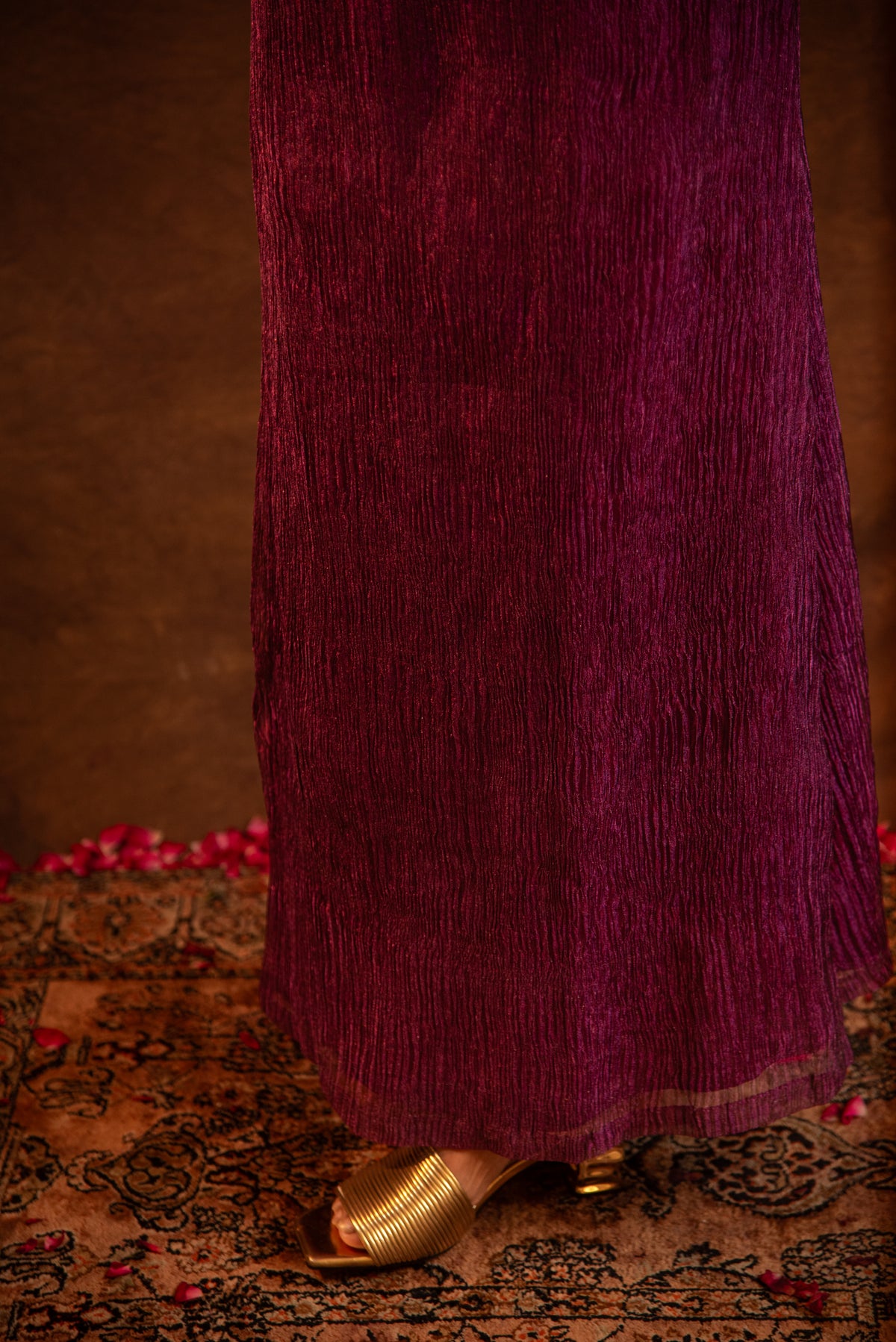 Purple Tissue Swan Embroidered Dress