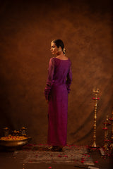 Purple Tissue Swan Embroidered Dress