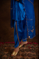 Royal Blue Silk Embroidered Kurta Dhoti Set