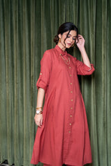 Tomato Red Linen Co-Ord Set