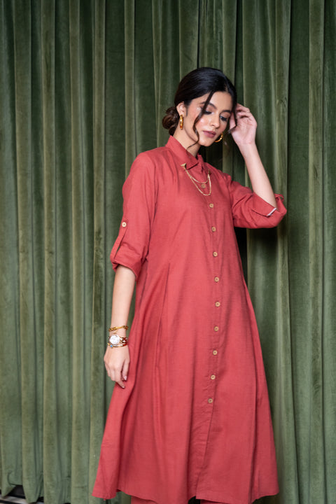 Tomato Red Linen Co-Ord Set