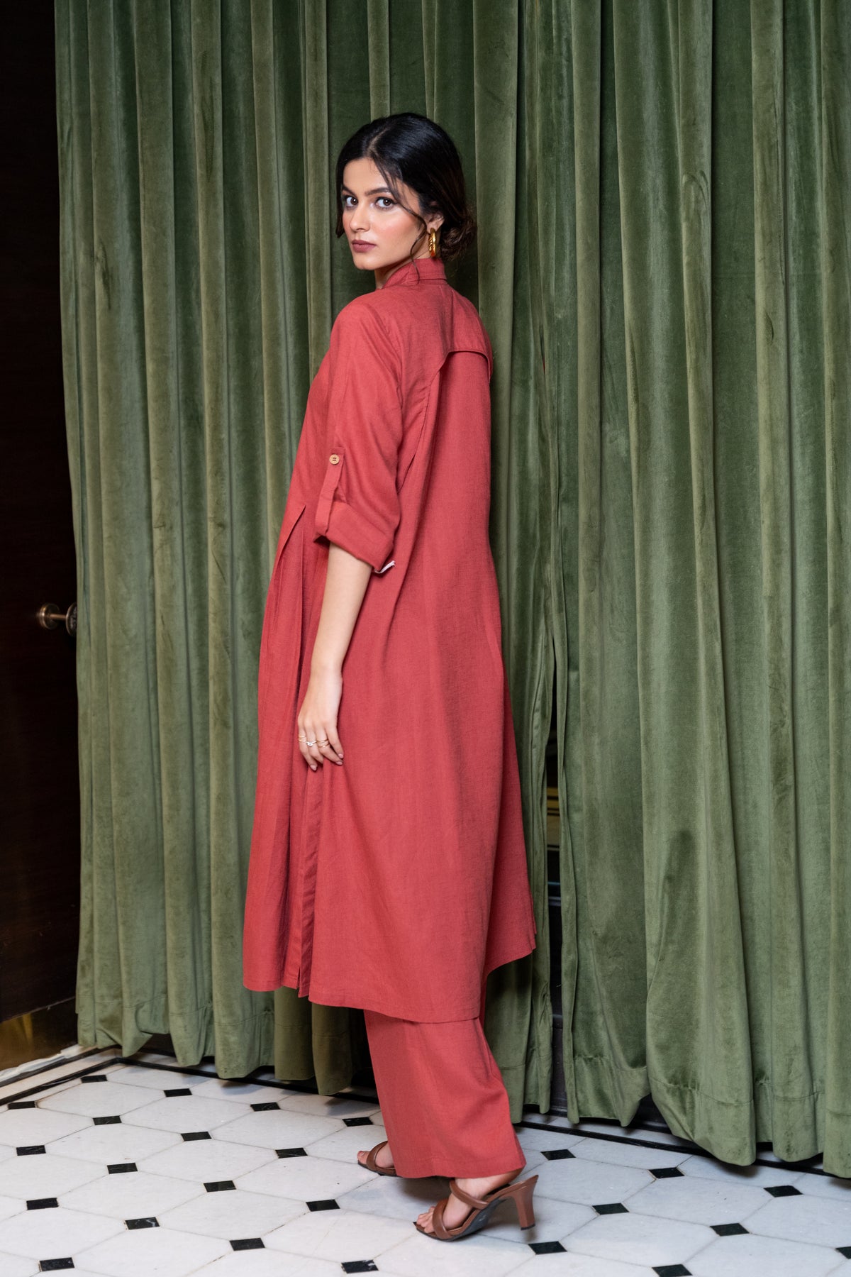 Tomato Red Linen Co-Ord Set