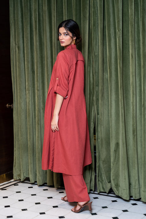 Tomato Red Linen Co-Ord Set