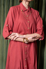 Tomato Red Linen Co-Ord Set