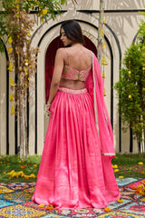 Pink Shimmer Bustier & Georgette Lehenga Set