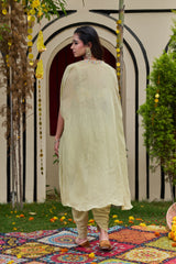 Sage Green Floral Bustier, Dhoti & Cape Set