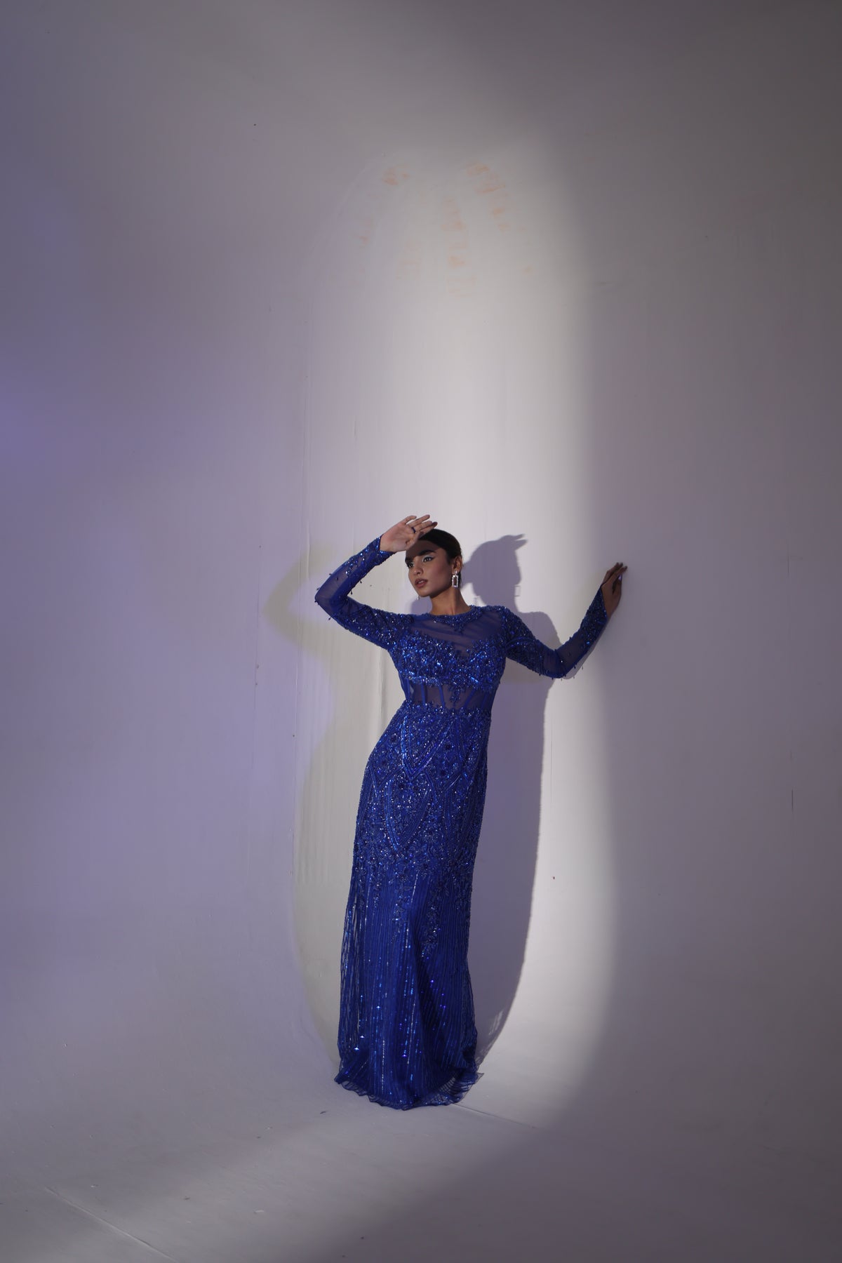 Blue Embroidered Gown Set