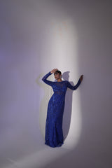 Blue Embroidered Gown Set