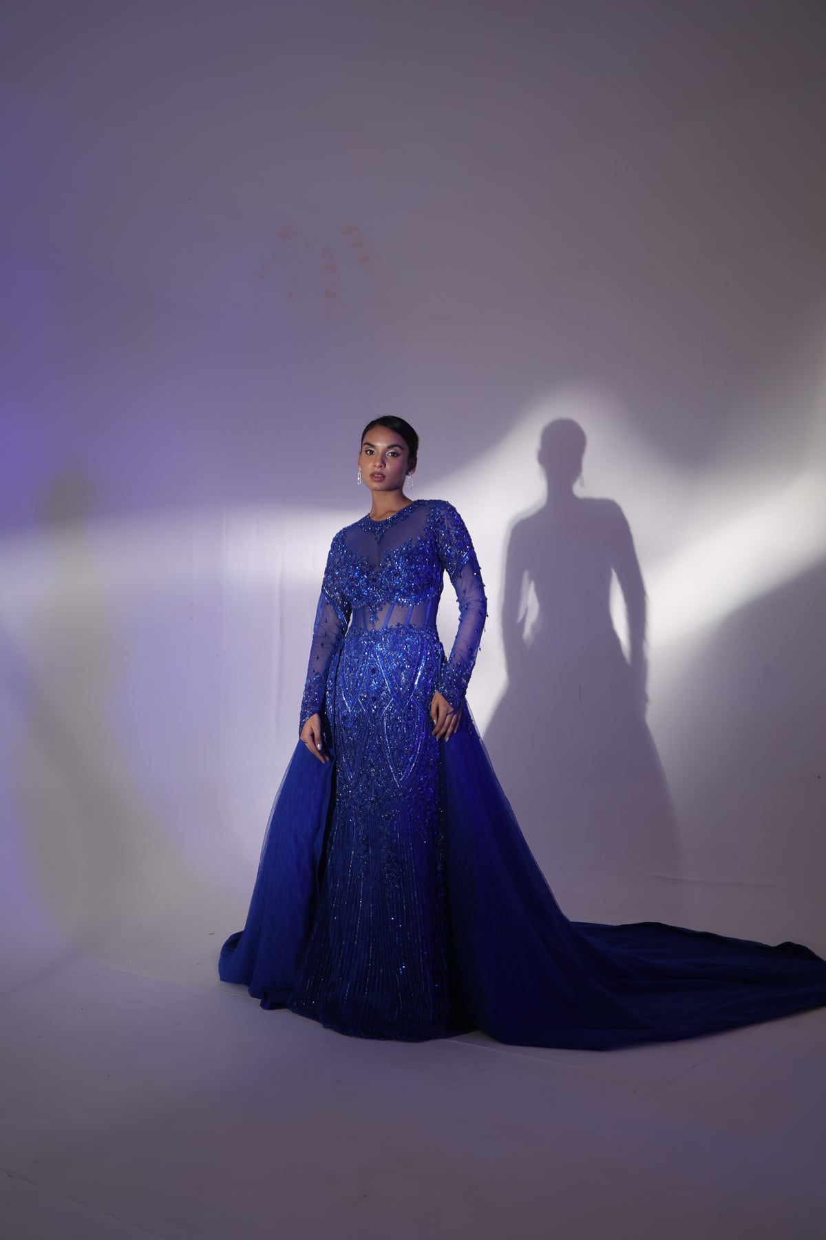 Blue Embroidered Gown Set