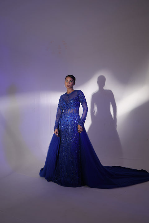 Blue Embroidered Gown Set