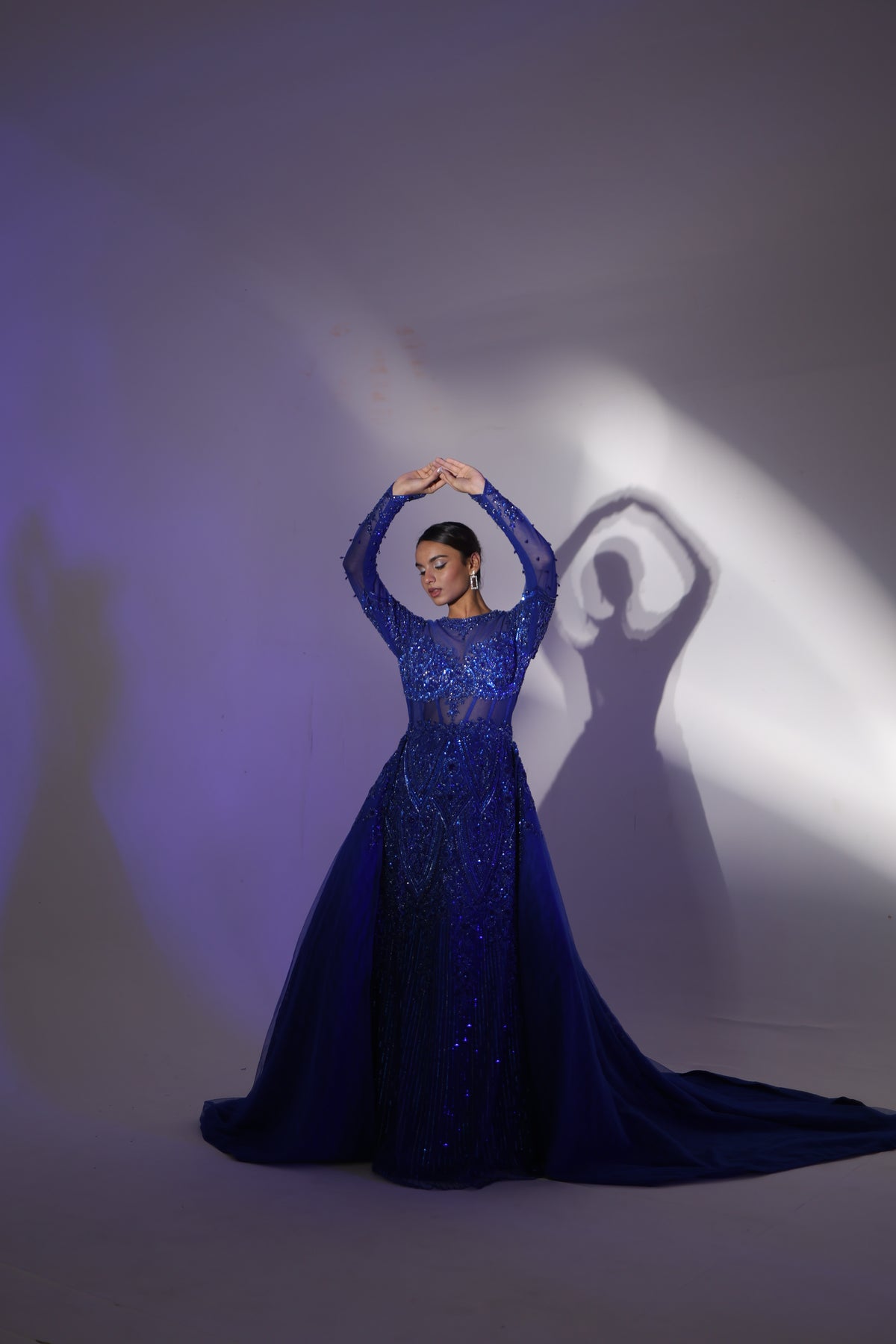 Blue Embroidered Gown Set