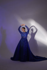 Blue Embroidered Gown Set