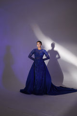 Blue Embroidered Gown Set