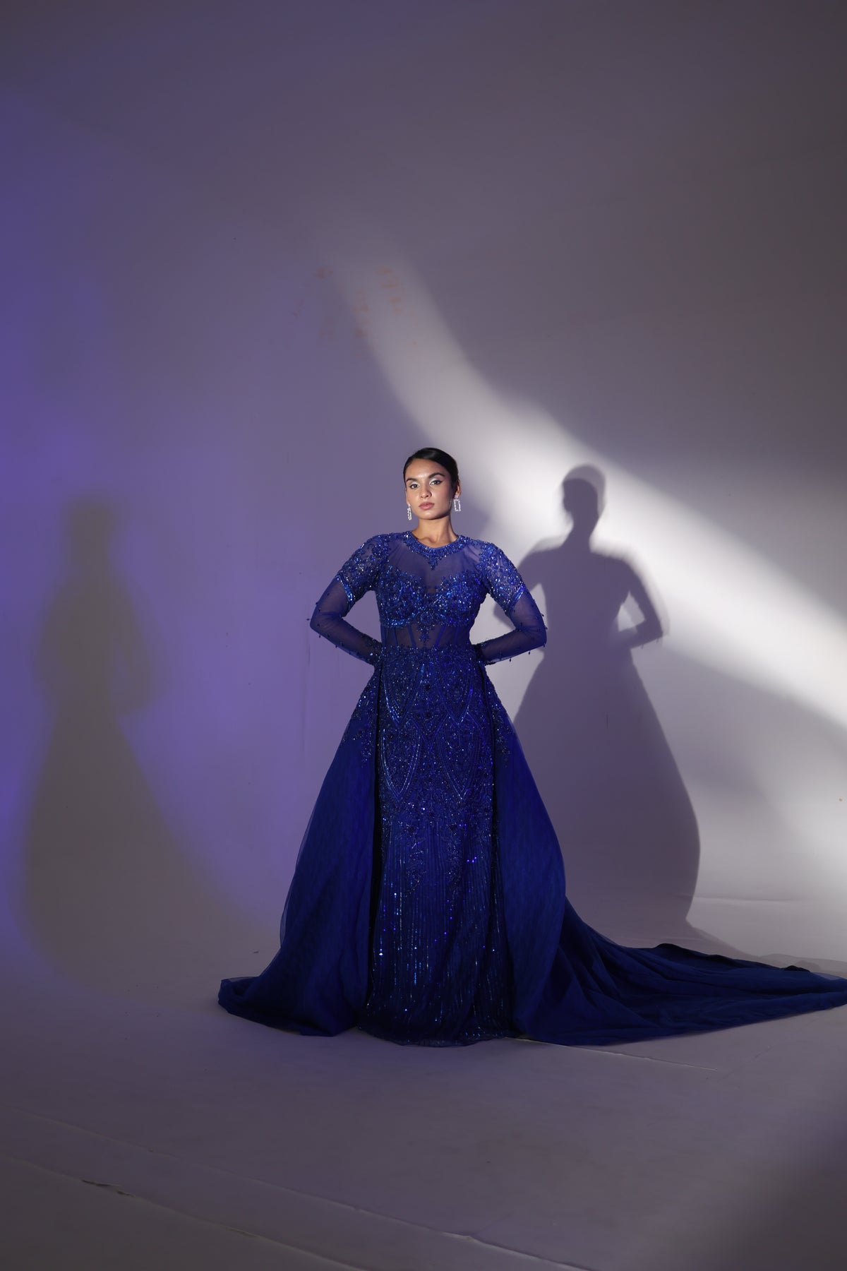 Blue Embroidered Gown Set