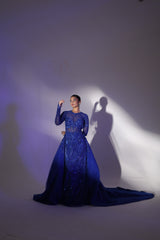 Blue Embroidered Gown Set