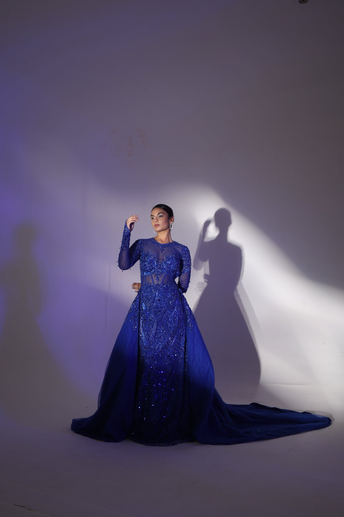 Blue Embroidered Gown Set