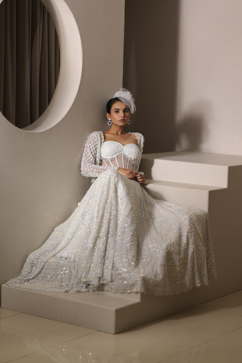 White Embroidered Lehenga Set