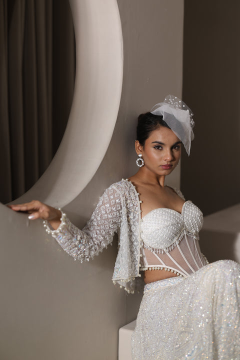 White Embroidered Lehenga Set