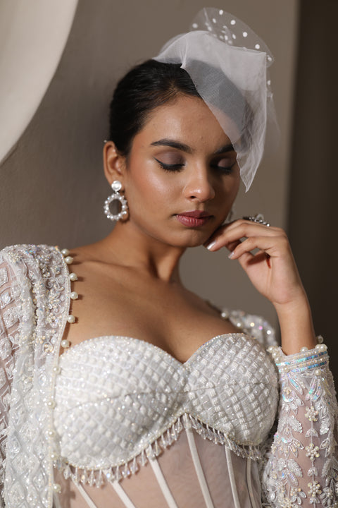 White Embroidered Lehenga Set