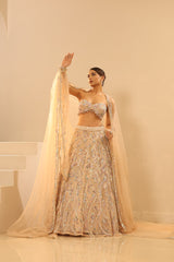 Nude Embroidered Lehenga Set